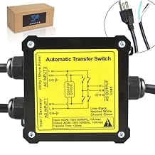 AC120V 15Amp Automatic Transfer Switch, ATS Auto Transfer Switch with Core Wires and NEMA 5-15P