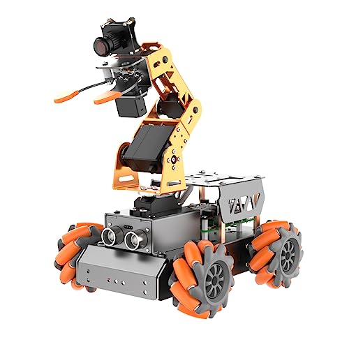MasterPi 5DOF Robotic Arm for RaspberryPi 5 AI Vision Tracking Target Sorting Line Follow Open Source Programming Smart Robot Car Kit for Teen Adult STEM Educational Building Robot, with RPi 4B 8GB