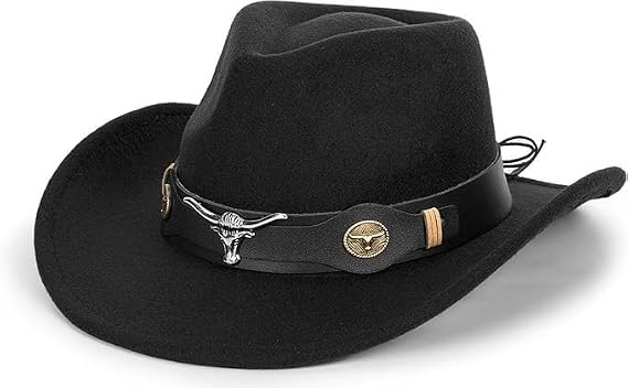 INOGIH Kids Western Cowboy Hat - Brown Wide-Brim Cowgirl Hat for 3-7 T