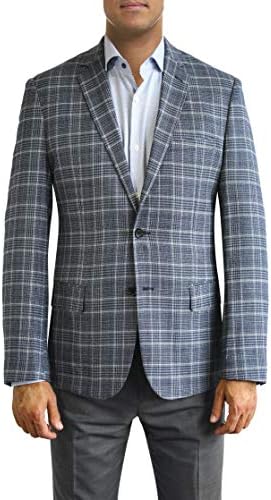 Daniel Hechter Blue and White Plaid Two Button Jacket