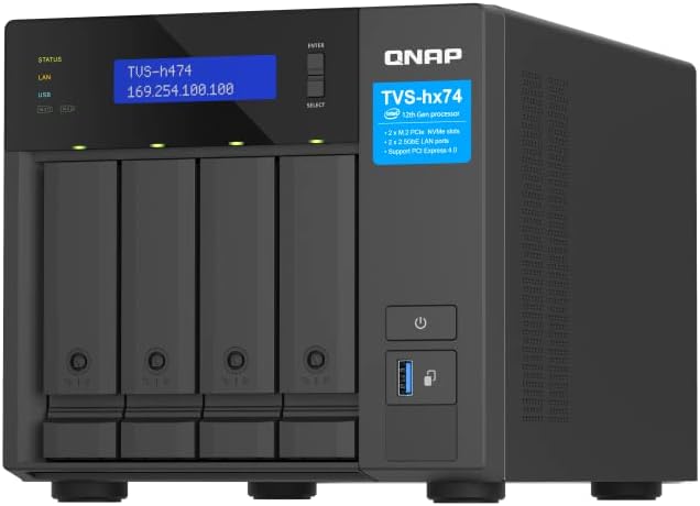 QNAP TVS-h474 Intel Pentium Gold High Performance Tower 4-bay NAS with Dual Core Processor and 8GB Memory