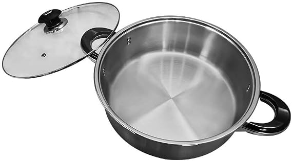 14-Quart Stainless Steel Dutch Oven Casserole Low Pot Stockpot with Lid, 14"