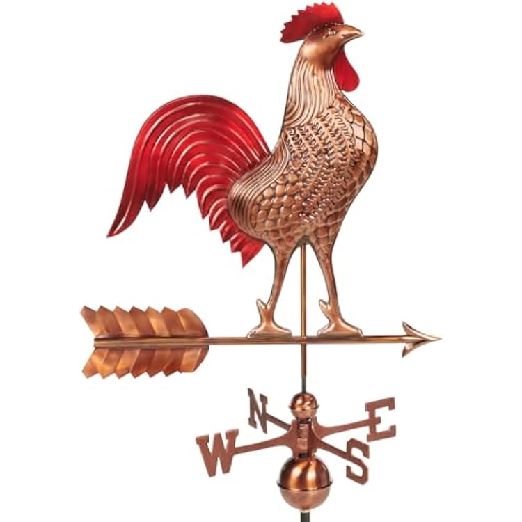 Good Directions 515RED Large Red Rooster Weathervane, 27 Long, Pure Copper Hand Finished Multi-Color Patina, Large