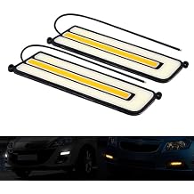 2Pcs Dual Color Car LED Daytime Running Lights White Amber COB DRL Turn Signal Lamp 12V