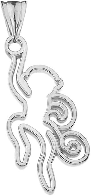 Fine Sterling Silver Monkey Outline Charm Pendant