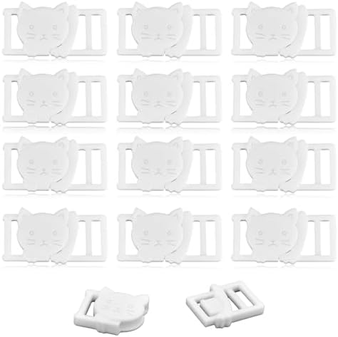 CooBigo 25Pack 38 Cat Collar Breakaway Clasps Accessories Plastic Adjustable Buckle Small Pet Supplies for Kitten Collar Straps DIY Cat StuffWhite