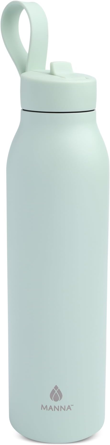 Manna Bonnie Modern Flip Insulated Stainless Steel Bottle with Straw Lid and Carrying Loop - 20 Oz - Mint Frost