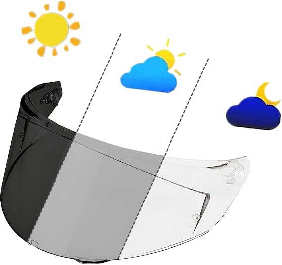 New K3(Size S,M,L) Helmet Visor Replacements,UV Protection Helmet Shield Visor Windshield Compatible with AGV K3(2023) Helmets (Photochromic Clear/Deep Black)