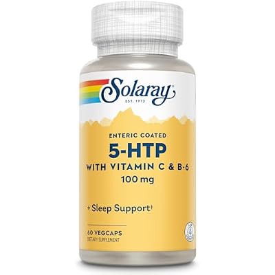 SOLARAY 5 HTP Supplement with Vitamin C & B-6 - Sleep Supplement and Serotonin Synthesis Support - Lab Verified, 60 Servings, 60 Enteric Coated VegCaps