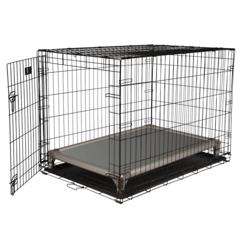 Kuranda Chewproof Elevated Crate Bed - Silver Aluminum - 44 x 27 - Cordura Nylon - Smoke