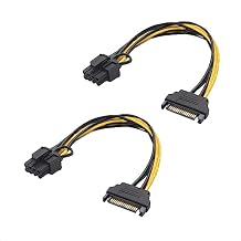 Cable Matters 2-Pack SATA to 6+2 Pin Power Cable - 7 Inches, SATA to 8Pin PCIe / 6Pin PCIe Power Cable