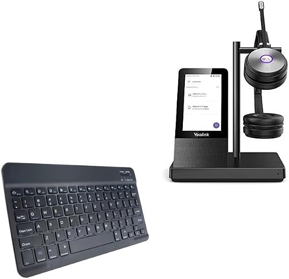 BoxWave Keyboard Compatible with Yealink Wireless Headset WH66 (4 in) - SlimKeys Bluetooth Keyboard, Portable Thin with Chiclet-Style Keys - Jet Black