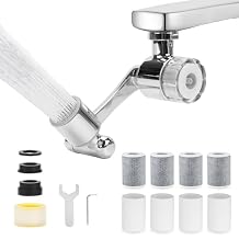 1080o Sink Water Filter Faucet, Splash-proof Sink Faucet Extender with Filter, Reduce 99% Chlorine, 2 Modes Spray Attachment for Home Kitchen & Bathroom, 9PCS Replacement Filter