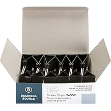 Business Source Fold-Back Binder Clips, Black, Large (Pack of 12)