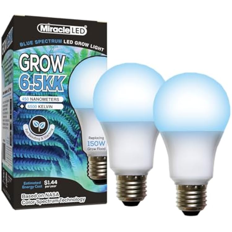 Miracle LED 6.5KK Professional Indoor Grow Light Bulb 6500K Blue Spectrum Replace 150W Grow Bulbs for Vegetables, Herbs, Hydroponics. 2-Pack