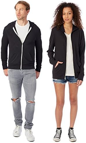 Alternative Mens Hoodie, Eco Zip Up Camo Triblend Jersey Hooded Sweatshirt