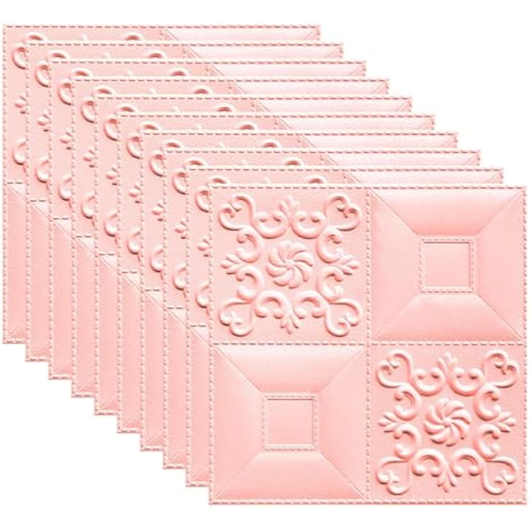 Pack of 10 3D Wall Panels, Soft Foam Panels, 3D Brick Wall Sticker, Decorative Wall Panels For Living Room Bedroom & Hotel OfficePink