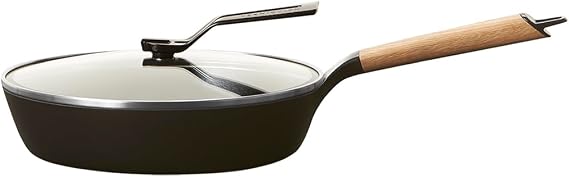 Vermicular Frying Pan & Glass Lid | 28cm Deep (11") - Oak Wood Handle
