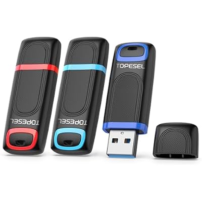 TOPESEL 128GB Flash Drive 3 Pack, USB 3.0 Thumb Drives High Speed Memory Stick Jump Drive Zip Drive for Data Storage and Backup Three Mixed Colors: Red Blue Cyan