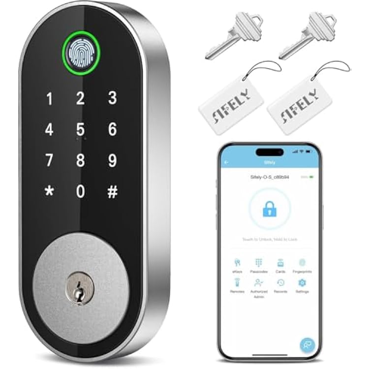 Fingerprint Smart Deadbolt with Keypad Keyless Entry Lock for Home, Apartment, Office, Airbnb, Rental, Kids & Seniors, App & Code Access, Auto-Lock, Easy DIY Install, Compatible with Alexa & Google