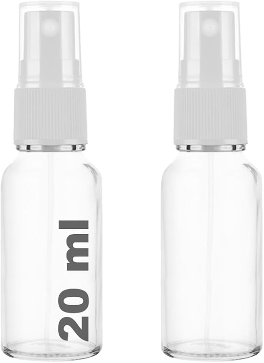 20 ml Kapaklı Sprey Şişesi 20 Cc Fısfıs Kolonya Dezenfektan Cam Şişe 2 Adet (Şeffaf Şişe | Beyaz Sprey, 20 ml)