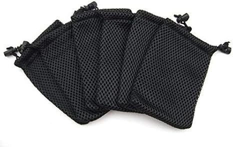 Wholesale Nylon Mesh Drawstring Bag Pouches for Mini Stuff Cellphone Mp3 9x14cm (Black 10 Packs)