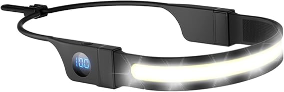 Headlamp Rechargeable, 230 Wide Beam LED 1500lm ForeHead Lamp with Digital Battery Display, Waterproof Headlight Flashlight for Camping Hiking Running Indoor Outdoor, Adjustable Silicone Band
