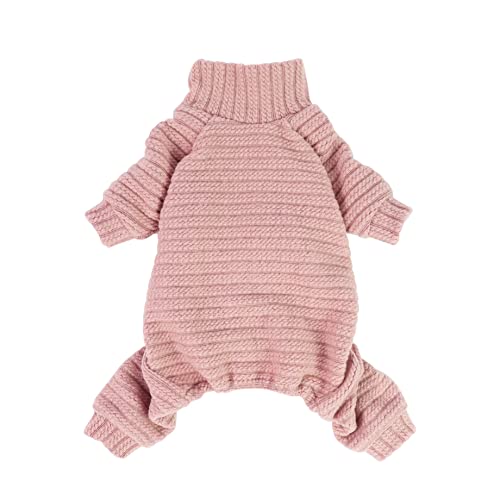 Fitwarm Turtleneck Knitted Dog Sweater Puppy Pajamas Thermal Doggie Winter Clothes Knitwear Pet Coats Cat Apparel Pink Medium