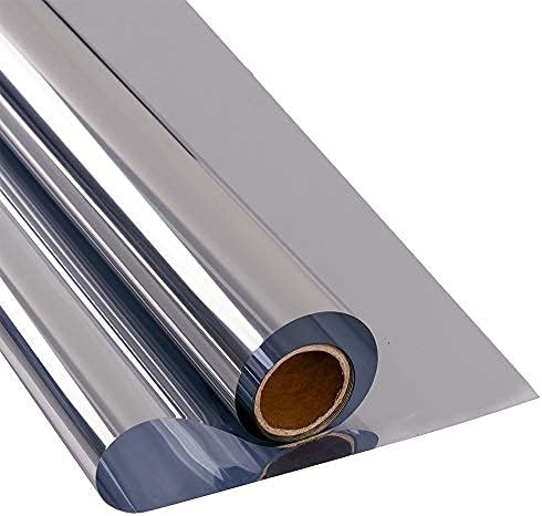 SJH One Way Mirror Window Film Anti UV Heat Control Reflective Glass Film,Daytime Privacy Protection Non-Adhesive Window Tints Home Office Kitchen