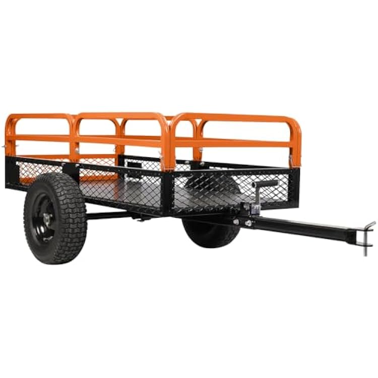 1500 lbs Heavy-Duty Steel Dump Cart - 15 Cubic Feet Garden Utility Trailer with Removable Sides, Hand-Pull or Foot Pedal Dumping for ATVs, UTVs, Lawn Mowers, and Tractors