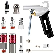 Hromee High Flow Air Blow Gun Kit with Nozzles Tips and Extensions, 13 Pieces Air Compressor Accessory Tools with Couplers and Plugs