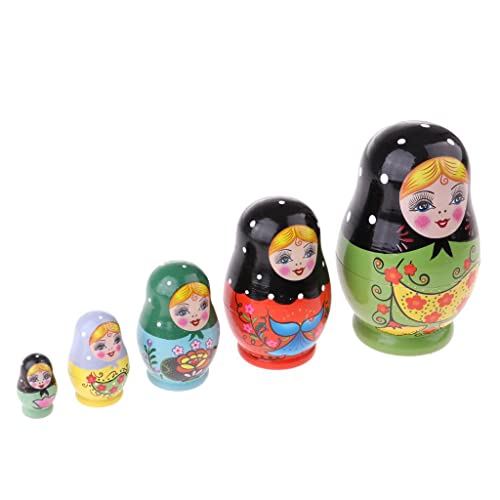 5 Pack Wooden Russian Nesting Dolls Gifts Matryoshka Home Accessories