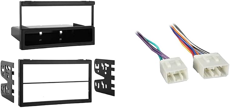 Metra 99-7505 Single or Double DIN Installation Multi-Kit for Select 1994-2006 Mazda Vehicles -Black & Metra 70-7901 Radio Wiring Harness for Mazda 90-01Power/4 Speaker