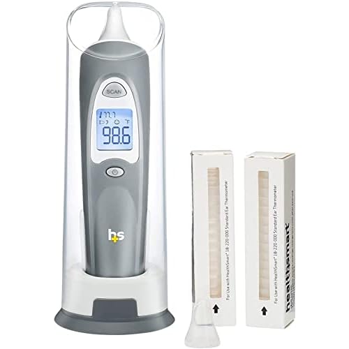 HealthSmart Digital Ear Thermometer for Babies, Kids and Adults - Instant and Accurate Results, Infrared Technology, Visual Fever Indicator, and 30 Disposable Lens Covers, FSA & HSA Eligible