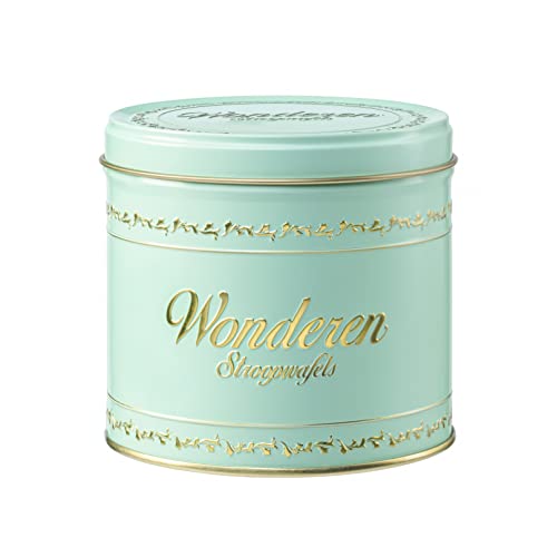 Wonderen Stroopwafels - Tin Can filled with a package of 8 stroopwafels, the worlds best stroopwafels, kosher, authentic original dutch recipe