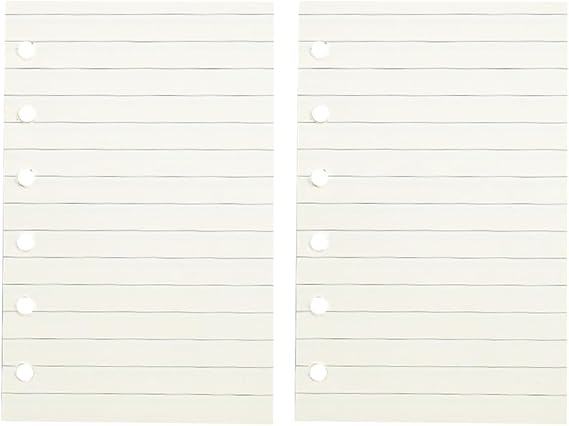FSSTUD 200 Sheets A7 Blank Lined Paper Refills Small Binder Notebook Insert Pages 6 Ring Planner Inserts Loose Leaf Refill Paper Binder Journal Refills Pages