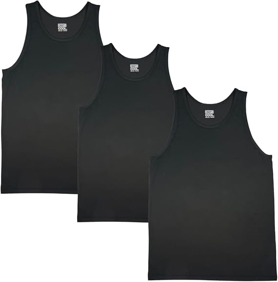 32 Degrees Comfort Mesh Tank Top, 3 Pack, Medium Black