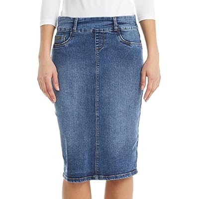 ESTEEZ Straight Knee Length Stretch Denim Jean Skirt for Women Size 0-24 Plus Size - Boston