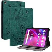 IVY PU Leather Wallet Case for Lenovo Tab M7 (1st/2nd/3rd Gen) TB-7305 7.0 inch Tablet - [Butterfly Rose][Kickstand Flip][Angle Adjustment] - Green
