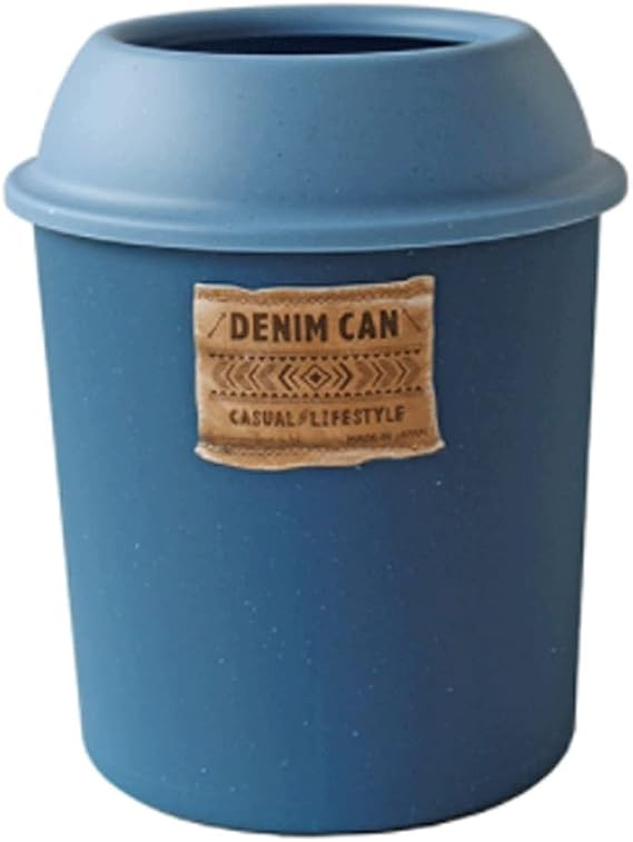 Trash Can Small Plastic Trash Can with Pressure Ring,Open Top Garbage Can,Retro Round Garbage Bin for Powder Rooms, Kitchens (Navy Blue) Wastebasket (Color : Navy Blue)