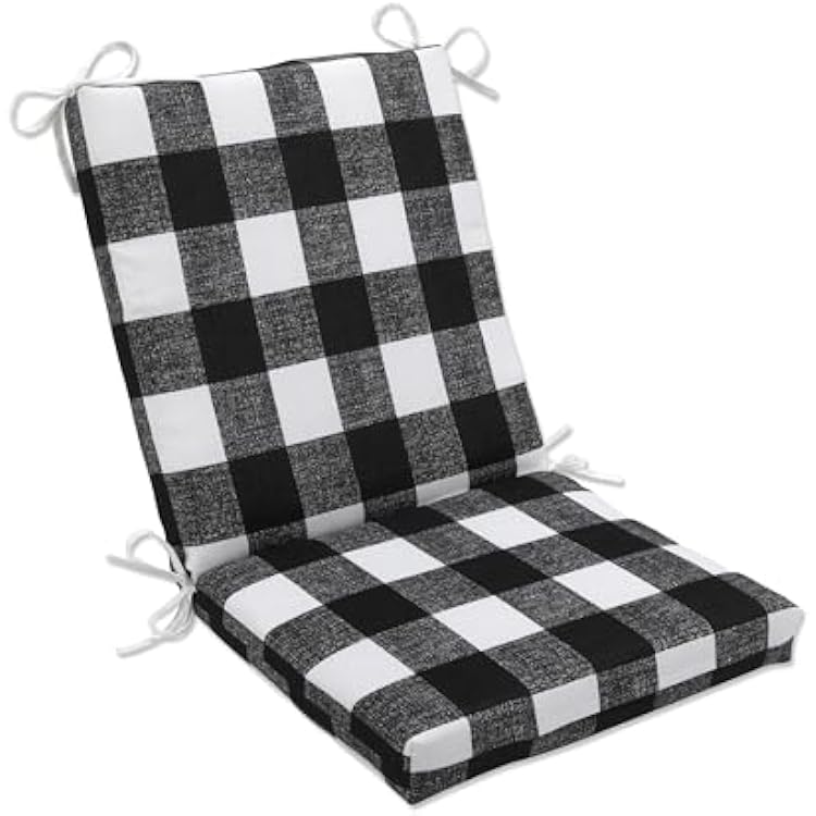 Pillow Perfect OutdoorIndoor Square Corner Chair Cushion, 36.5 x 18, Black Anderson Matte
