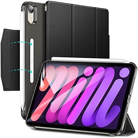 ESR for iPad mini 6 Generation Case 2021, iPad mini 6 Case, Trifold Stand with Clasp, Auto SleepWake Mode, Supports Pencil 2 Pairing and Charging, Black