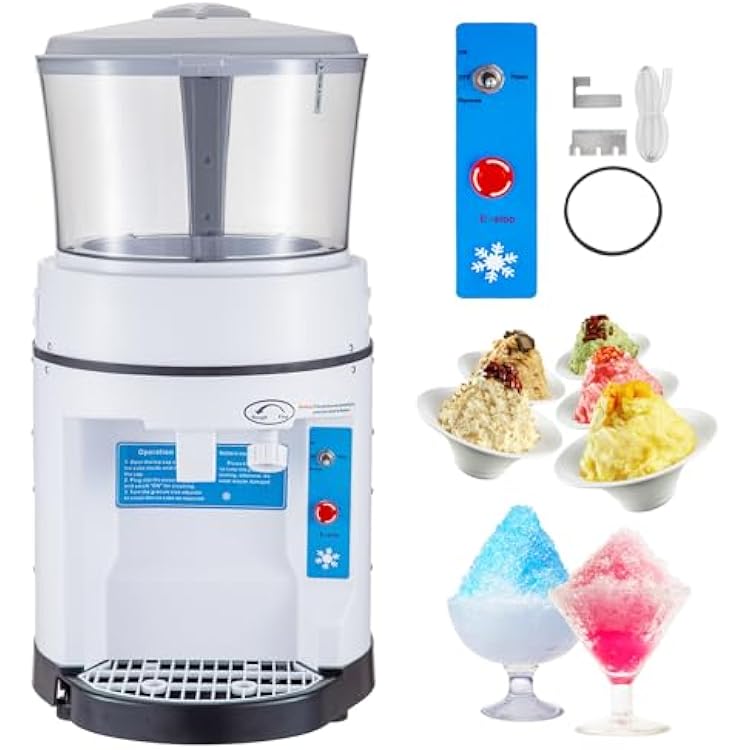 VEVOR Commercial Ice Crusher Shaver, 1100LBSH Snow Cone Machine with 17.6LBS Hopper, 350W Tabletop Electric Ice Shaver with Stainless Steel Blade, Perfect for Restaurant Bar Parties Events