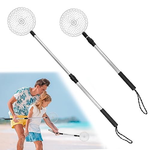 2Pcs Sand Sifter for the Beach, Shark Tooth Sifter Shell Scooper Sand Shovels, Retractable Beach Sand Sifter Shell Tool, Rock Scooper for Kids Girls Boys Picking Up Shells Beachcombing & Rock Hunting