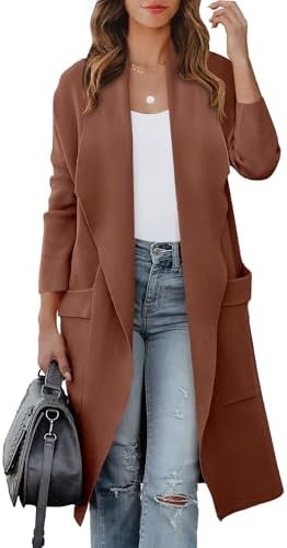 ANRABESS Womens Long Cardigan Sweater 2025 Fall Fashion Casual Oversized Knit Open Front Coatigan Jacket Coat Outfits