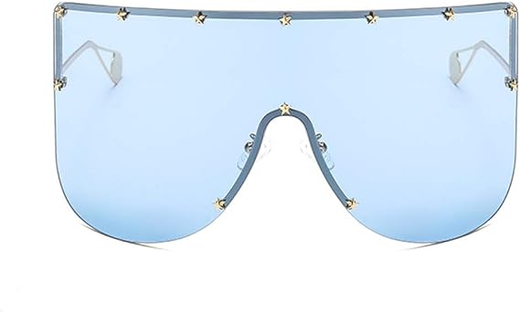 Armear Women Huge Oversized Shield Visor Sunglasses Futuristic Star on Frame Sun Face Mask