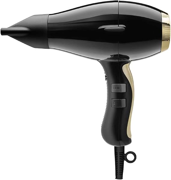 Elchim 3900 Healthy Ionic Black & Gold Hair Dryer - Professional Hair Dryer Made in Italy - Lightweight and Silent, 30% Reduced Drying, 2400W