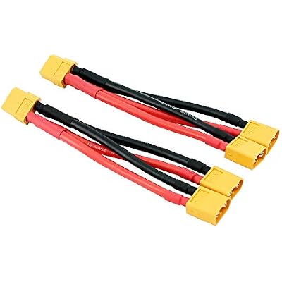 2pcs XT60 Female Male Plug Parallel Y Lead Cable Charger Connector Adapter for Lipo Battery PackB98-2
