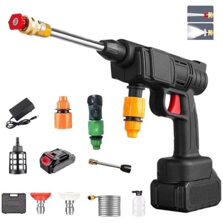 Ebooine Cordless Pressure Washer Gun, 35Bar Portable Power Pressure Washer with 2 Adjustable Nozzle Suitable for Washing CarsFencesSiding, Portable Car Cleaning Kit L