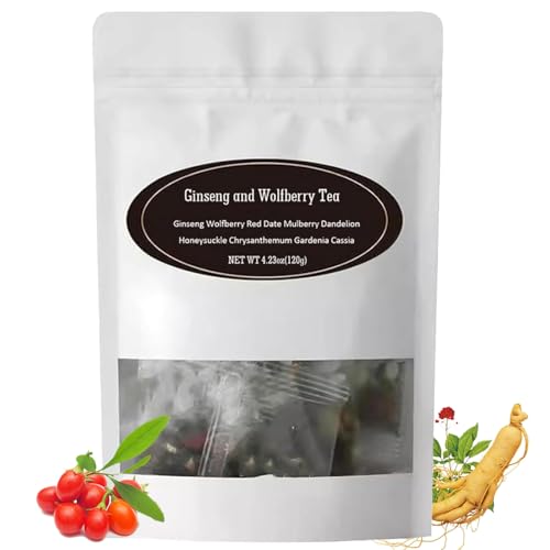 Ginseng and Wolfberry Tea, Ginseng Nine Treasure Tea, Kidney Tea Ginseng and Wolfberry Tea, Red Date Wolfberry Mulberry for Men Woman Kidney Tea 1